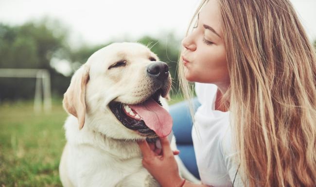We love our furry friends a person kissing a dog